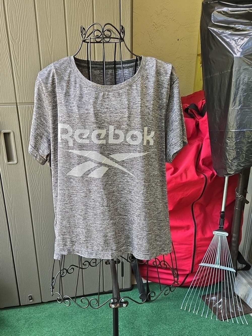 Reebok Grey and White Logo Tee